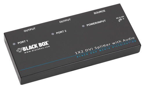 Black Box AVSP-DVI1X2 DVI-D Splitter with Audio and HDCP, 1 x 2