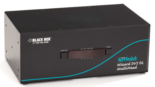 Black Box KV2304A KVM Switch Tri-Head DVI-D Dual-Link USB True Emulation Audio 4PT