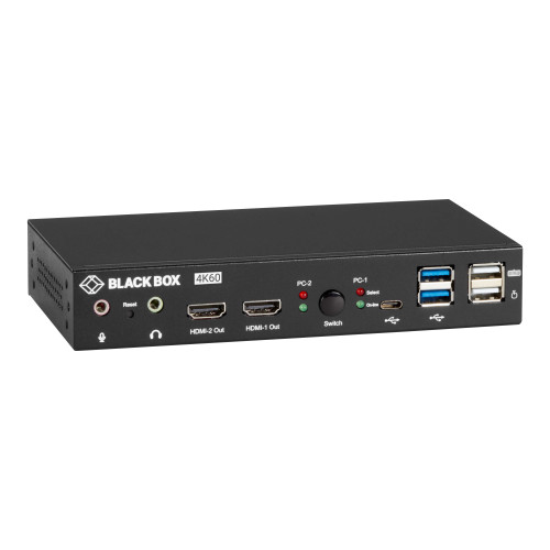 Black Box KVD200-2H KVM Switch - UHD 4K DH HDMI/DP USB 3.2 Gen 1 USB C Audio 2PT