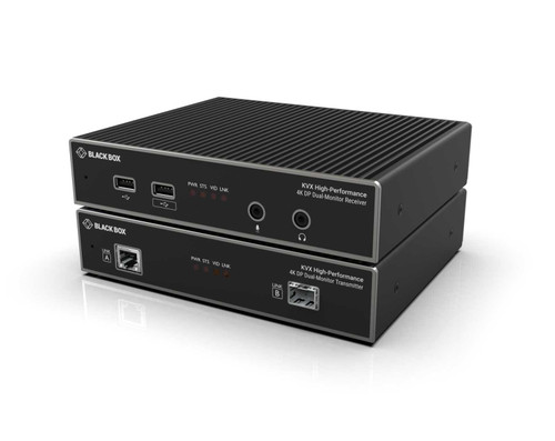 Black Box KVXHP-200 KVM EXT CATx/Fiber DH, 4K DP USB 2.0 Hub Serial Audio Local Video