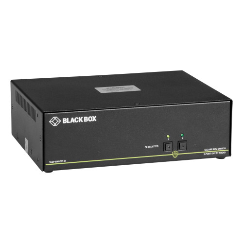 Black Box SS2P-DH-DVI-U Secure KVM Switch NIAP3 2-Port Dual-Monitor DVI-I PS2 USB HID AUD