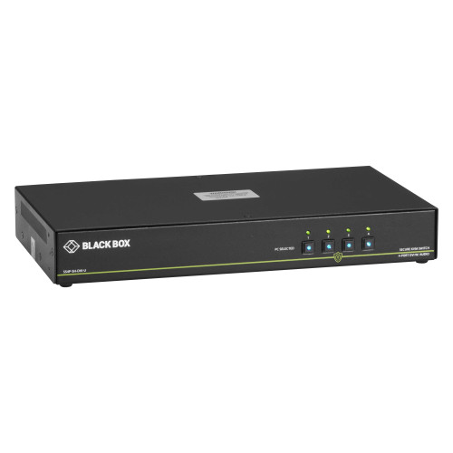 Black Box SS4P-SH-DVI-U Secure KVM Switch NIAP3 4-PT Single-Monitor DVI-I PS2 USB Audio