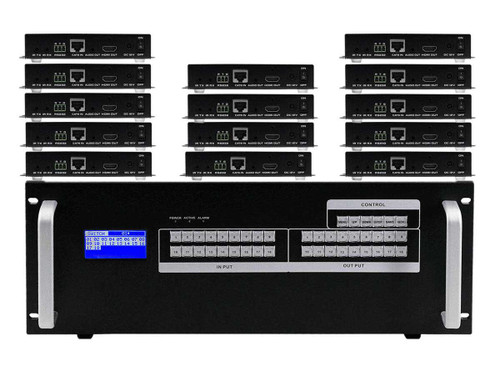 4K 18x14 HDMI Matrix HDBaseT Switcher w/14-HDBaseT Receivers & Apps