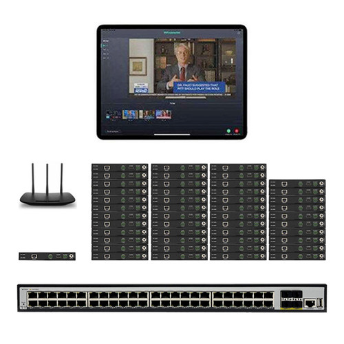 Example of a 1x46 1080p POE HDMI Over LAN Splitter w/Real Time iPad Video Preview