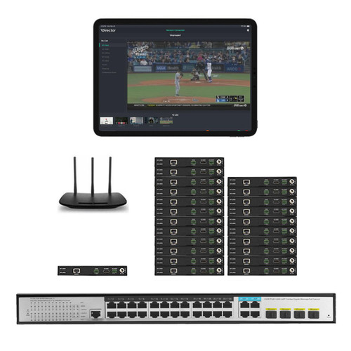 Example of a 1x22 1080p POE HDMI Over LAN Splitter w/Real Time iPad Video Preview