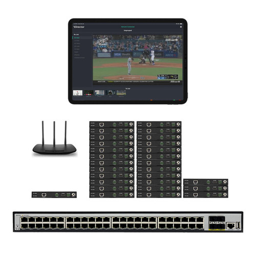 Example of a 1x27 1080p POE HDMI Over LAN Splitter w/Real Time iPad Video Preview