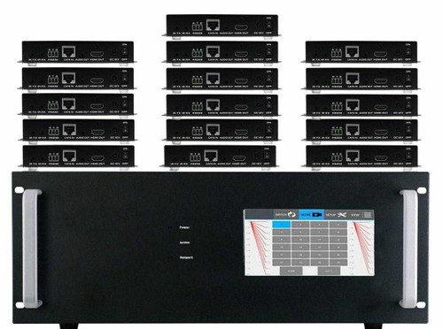 4K 1x16 HDBaseT Splitter w/16-HDBaseT Receivers & Output Control to <i>220'</i>