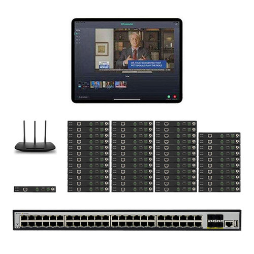 Example of a 1x46 4K 30 Hz POE HDMI Over LAN Splitter w/Real Time iPad Video Preview