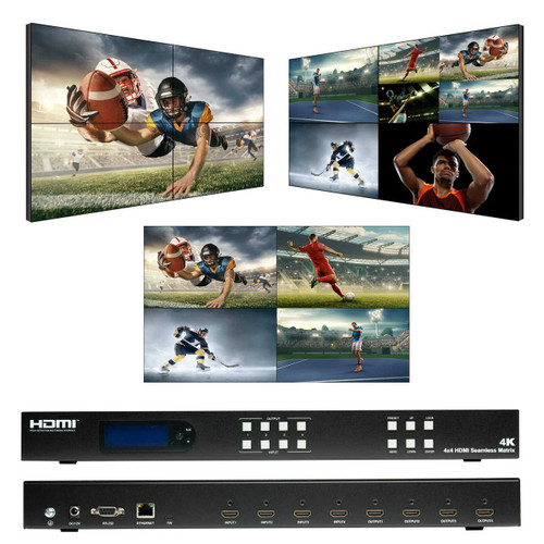 Sports Bar 4K 30 Hz 4x4 HDMI Matrix Switch with Video Wall or Multi-viewer Function