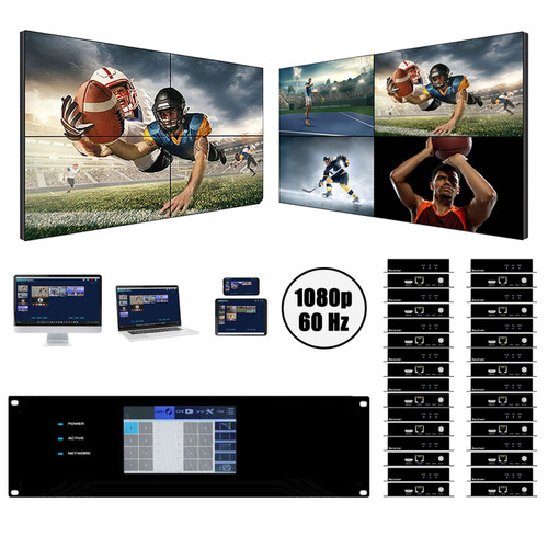 1080p 8x16 HDMI Matrix Switcher w/Video Wall Function over CAT6 to 450 Feet