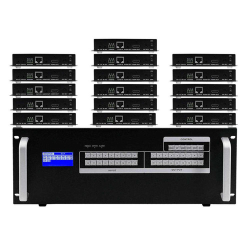 WolfPack 4K 30 Hz 9x16 HDMI Matrix HDBaseT Switcher w/16-HDBaseT Receivers & Apps