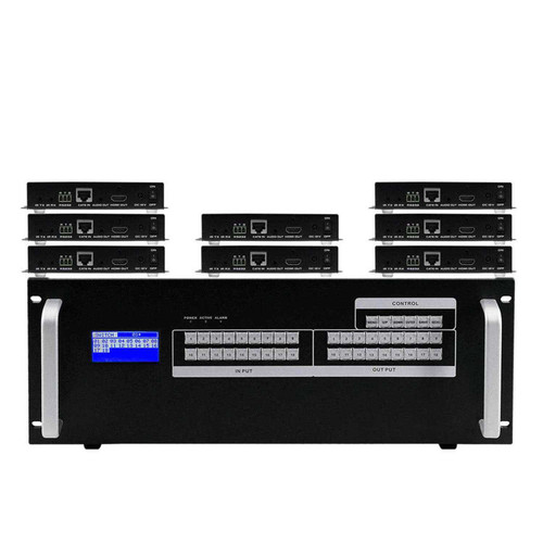WolfPack 4K 30 Hz 8x8 HDMI Matrix HDBaseT Switcher w/8-HDBaseT Receivers & Apps