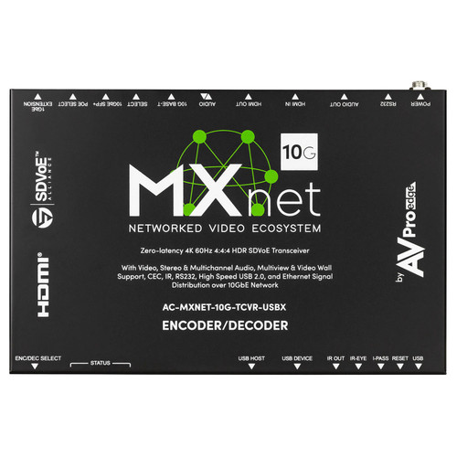 AVPro Edge AC-MXNET-10G-TCVR-USBX MXnet 10G SDVoE Transceiver with Icron Technologies, the ExtremeUSB