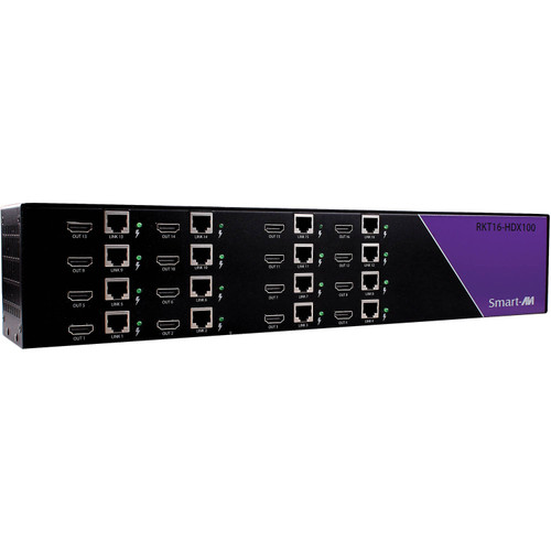 Smart-AVI RKT16-HDX100-S 16-Port HDMI over CAT5e/6 Extender (150')