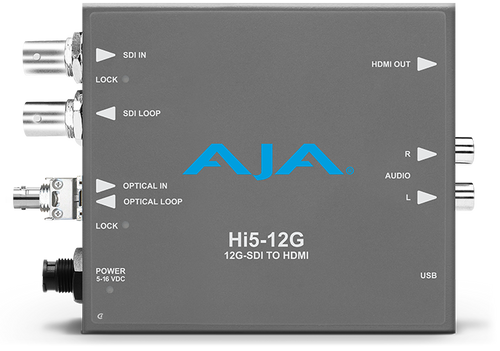 AJA HI5-12G-R-ST 12G-SDI to HDMI 2.0 Conversion with ST Fiber Receiver