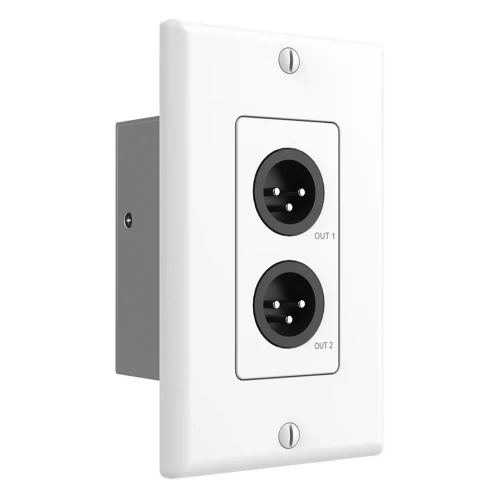 Turtle AV TAV-XLRWP-OUT-US-W Dante to Dual Analog XLR Output Wall Plate (US, White)