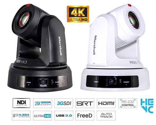 Marshall CV625-TWN 25x 4K Auto-Tracking NDI PTZ Camera - White — manufacturer family image shows black and white models; this SKU is white