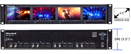 Marshall ML-454-V3 Quad 4.5-inch Full HD 2RU Rack Monitor