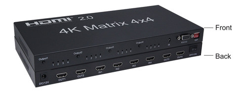 4K 60 Hz 4x4 HDMI Matrix Switch with RS232 Control