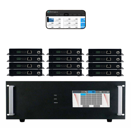 WolfPack 4K 30 Hz 4x12 HDMI Matrix Switcher w/Touch Screen & HDMI over CAT6 Extenders