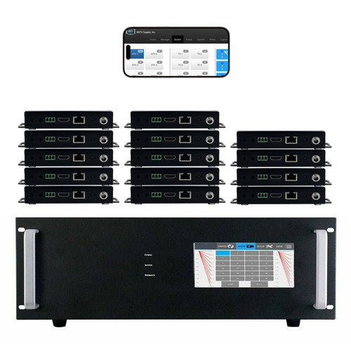 WolfPack 4K 30 Hz 4x14 HDMI Matrix Switcher w/Touch Screen & HDMI over CAT6 Extenders