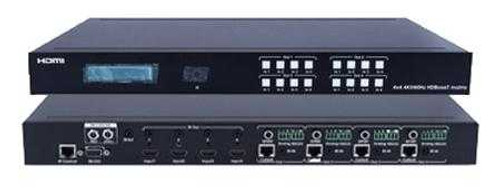 4K WolfPack 4x4 HDBaseT Matrix Switch over CAT6 - 4K@60Hz with HDCP 2.2 & HDMI 2.0