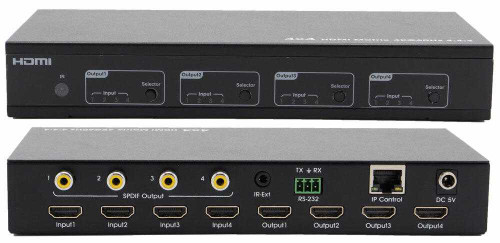 WolfPack 4x4 HDMI 2.0 Matrix Switch w/4K@60Hz YUV4:4:4, 18GBPS & HDR