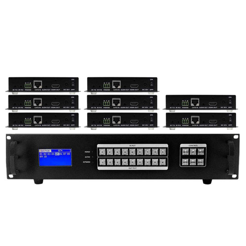 4K 4x8 HDMI Matrix Switcher over CAT6 with Apps