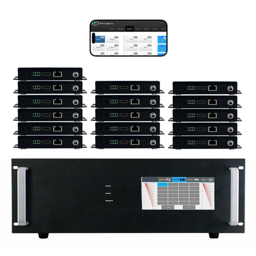 WolfPack 4K 30 Hz 6x16 HDMI Matrix Switcher w/Touch Screen & HDMI over CAT6 Extenders