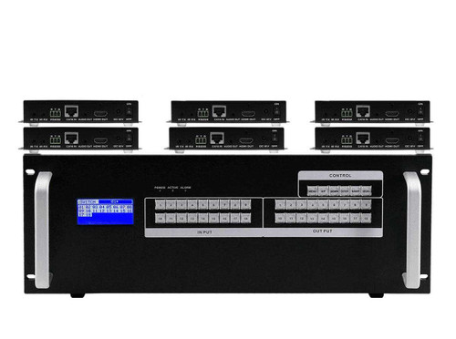 WolfPack 4K 6x6 HDMI Matrix HDBaseT Switcher w/6-HDBaseT Receivers & Apps