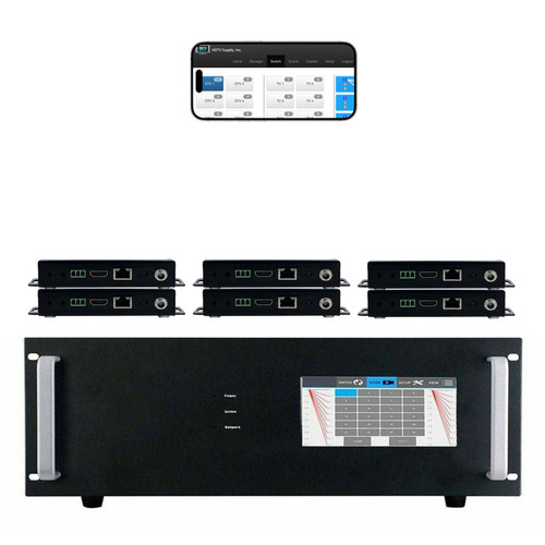 WolfPack 4K 30 Hz 6x6 HDMI Matrix Switcher w/Touch Screen & HDMI over CAT6 Extenders