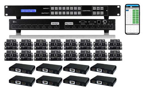 WolfPack 8x16 HDMI Matrix Router w/1x2 HDMI Splitters Over CAT6