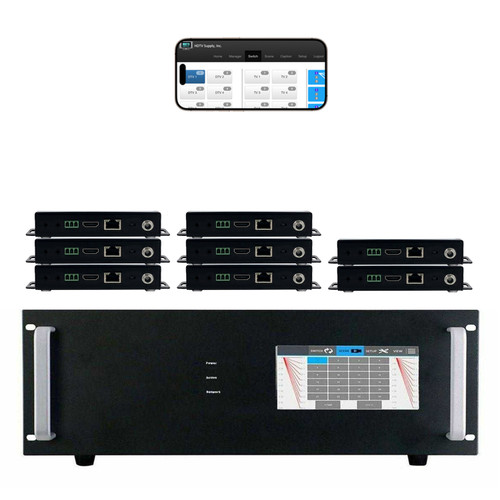WolfPack 4K 30 Hz 8x8 HDMI Matrix Switcher w/Touch Screen & HDMI over CAT6 Extenders