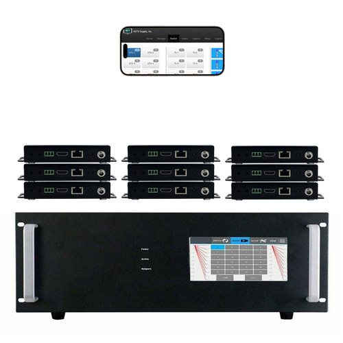 WolfPack 4K 9x9 HDMI Matrix Switcher w/Touch Screen & HDMI over CAT6 Extenders in 18x18 Chassis