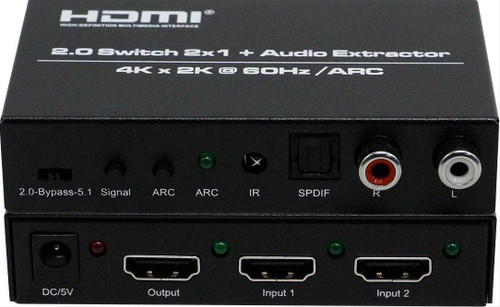 4K/60 2x1 HDMI Switcher with SPDIF & L/R Audio Extractor