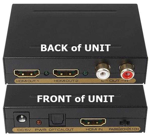 1X2 HDMI Splitter with R/L RCA Stereo Out & 3-Position EDID Switch