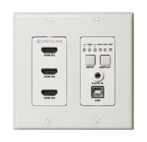 DigitaLinx DL-3H1U-WP-W Three HDMI HDBaseT Wall Plate w/ USB