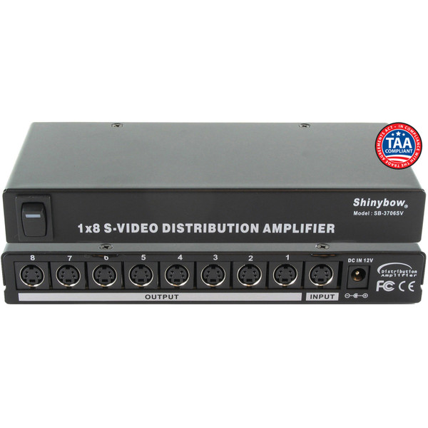 Shinybow SB-3706SV 1x8 S-Video Distribution Amplifier - TAA Compliant