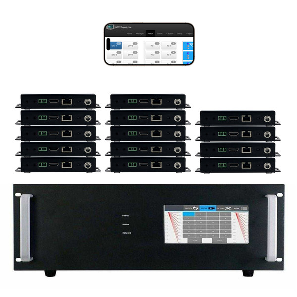 WolfPack 4K 30 Hz 14x14 HDMI Matrix Switcher w/Touch Screen & HDMI over CAT6 Extenders