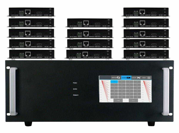 WolfPack 4K 30 Hz 14x14 HDMI Matrix Switcher w/Touch Screen & HDMI over CAT6 Extenders