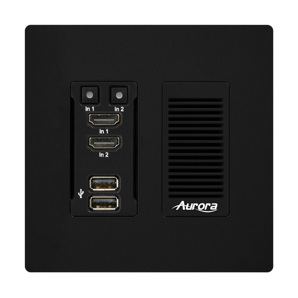 Aurora HT-TX1-WP2-B 2 Input 4K60 HDBaseT™ 2.0 Transmitter Wall Plate 330ft (Black)