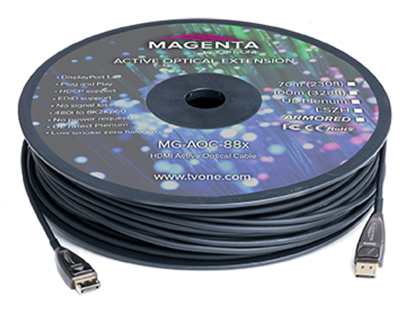 tvONE MG-AOC-883-50 DisplayPort 1.4 Active LSZH Cable 164ft (50m)