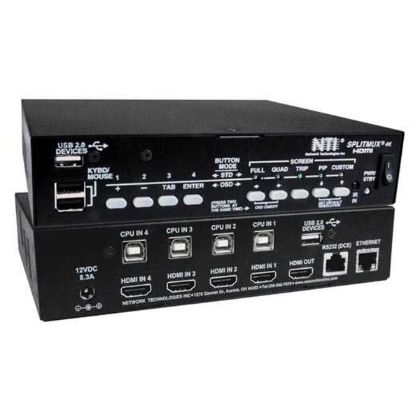 NTI SPLITMUX-USB4K18GB-4 4K 18Gbps HDMI KVM Quad Screen Splitter