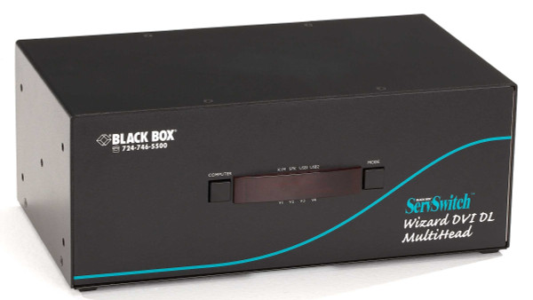 Black Box KV2304A KVM Switch Tri-Head DVI-D Dual-Link USB True Emulation Audio 4PT