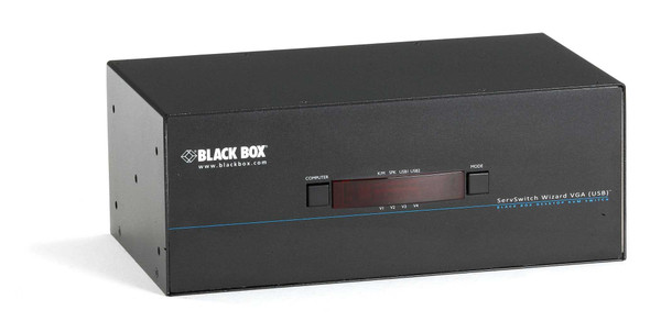 Black Box KV3204A KVM Switch Dual-Head VGA USB True Emulation Audio 4-Port