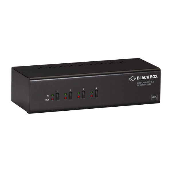 Black Box KV6224DP KVM Switch 4-Port, Dual-Monitor, DP, 4K 60Hz, USB 3.1 Hub, Audio