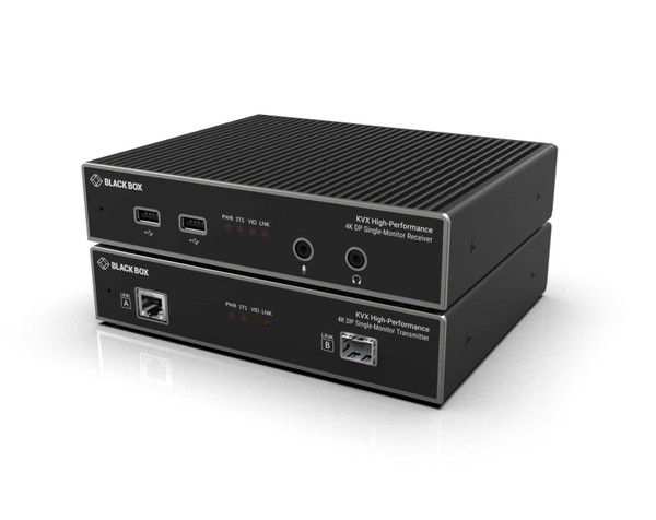 Black Box KVXHP-100 KVM EXT CATx/Fiber SH, 4K DP USB 2.0 Hub Serial Audio Local Video
