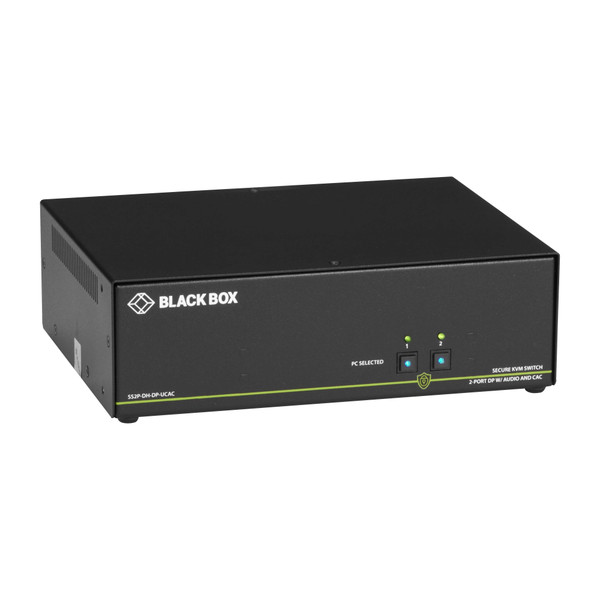 Black Box SS2P-DH-DP-UCAC Secure KVM Switch NIAP3 2-Port Dual-Monitor DP 4K30 USB Audio CAC