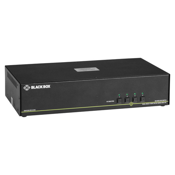 Black Box SS4P-DH-DVI-UCAC Secure KVM Switch NIAP3 4PT Dual-Head DVI-I PS2 USB HID AUD CAC