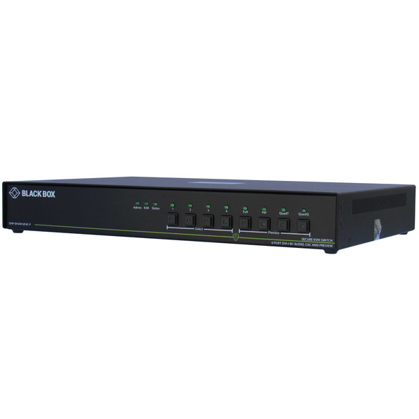 Black Box SS4P-SH-DVI-UCAC-P Secure KVM Multiviewer, NIAP 3.0 - 4-Port, DVI-I, Audio, USB, CAC